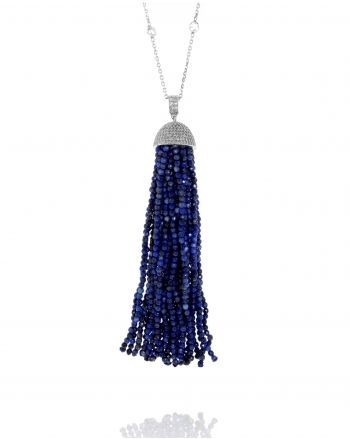 Sterling Silver Lapis Tassel Necklace