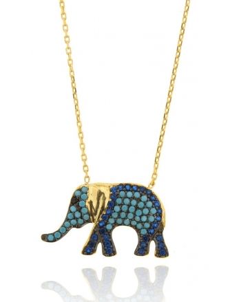 Sterling Silver Yellow Multi-color Elephant Necklace