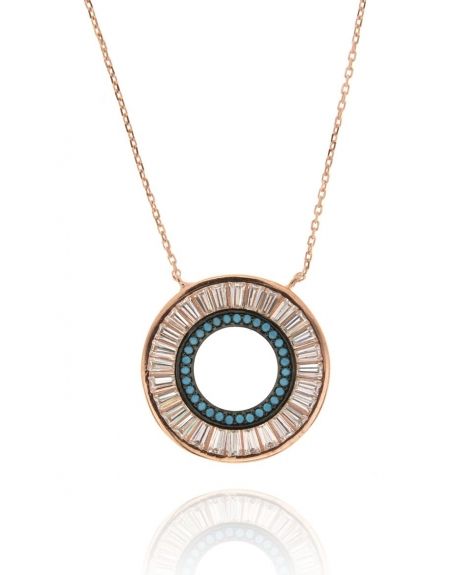 Rose Baguette Halo Necklace