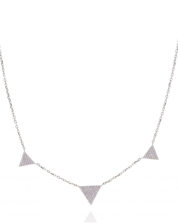 Sterling Silver Three CZ Triangle Necklace