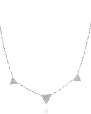 Sterling Silver Three CZ Triangle Necklace