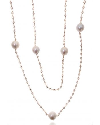 Sterling Silver Long Baroque Pearl Necklace
