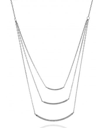 Sterling Silver Three Strand CZ bar Necklace