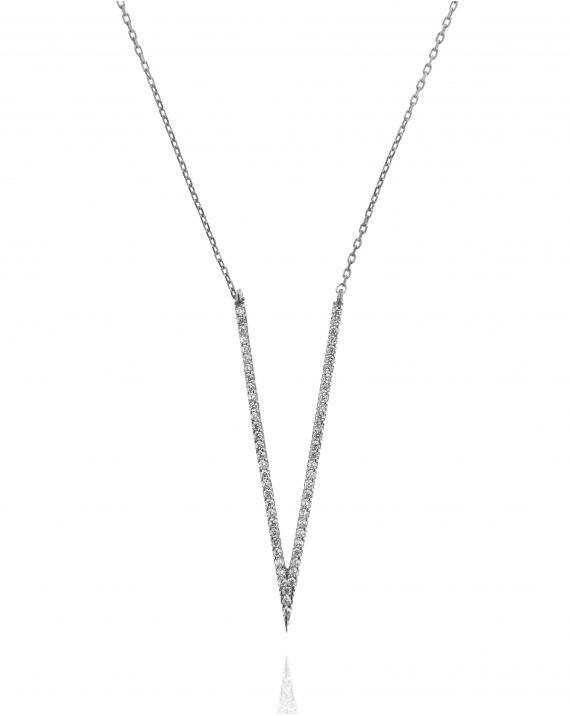 Sterling Silver V Silver Necklace
