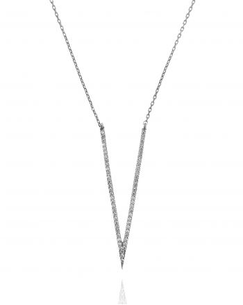 Sterling Silver V Silver Necklace