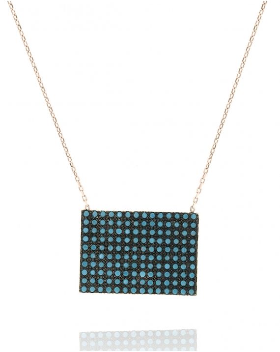 Sterling Silver Rectangular Rose Necklace