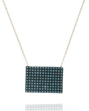 Sterling Silver Rectangular Rose Necklace