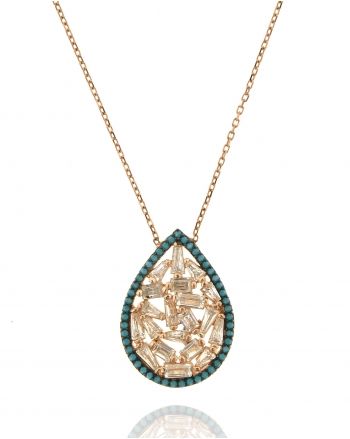 Sterling Silver Teardrop Baguette Necklace