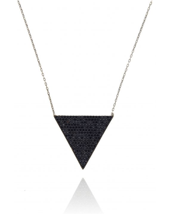 Sterling Silver Multicolor White Triangle Necklace