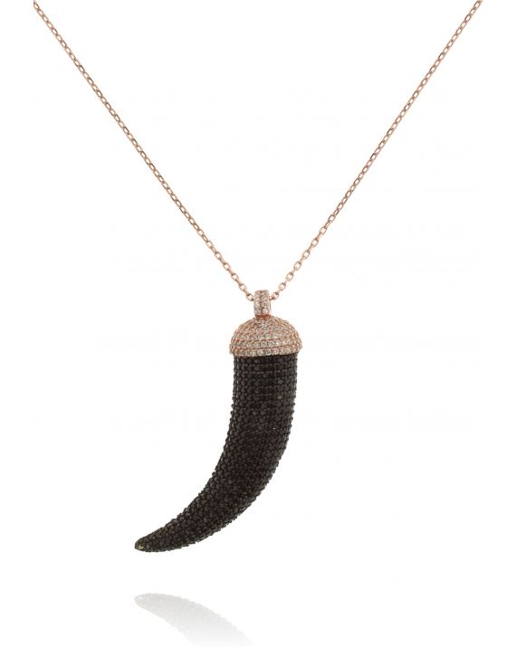 Sterling Silver Black Horn Necklace