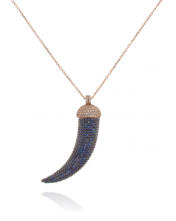 Sterling Silver Blue Horn Long Necklace