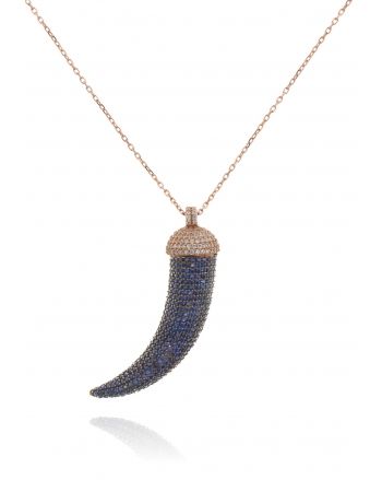 Sterling Silver Blue Horn Long Necklace