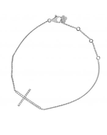 Diamond Cross Bracelet in 18k White Gold (0.14ct)