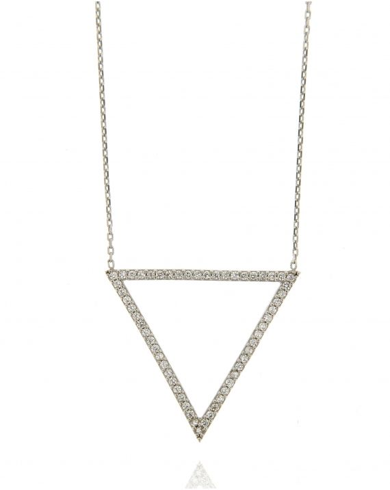 Sterling Silver Open Triangle CZ Necklace