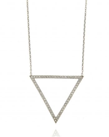 Sterling Silver Open Triangle CZ Necklace