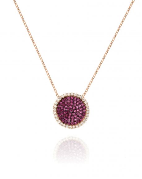 Small Pave CZ Disc Necklace