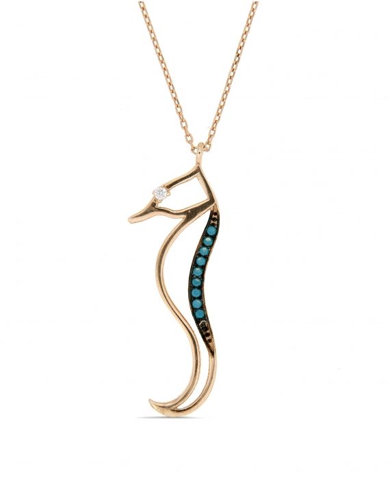 Sterling Silver Turquoise Seahorse Necklace