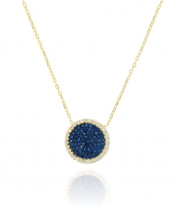 Sterling Silver Yellow Pave Disc CZ Necklace