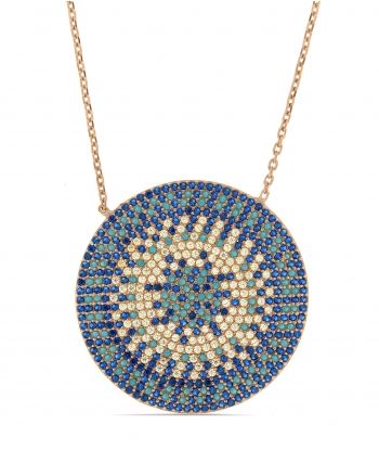 Sterling Silver Flat Turquoise Disc Necklace