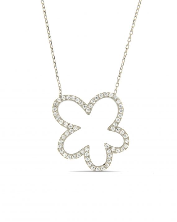 Sterling Silver White Flower Necklace