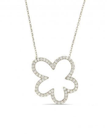 Sterling Silver White Flower Necklace