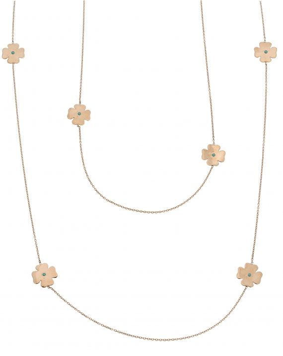 Sterling Silver Turquoise Clover Station Necklace