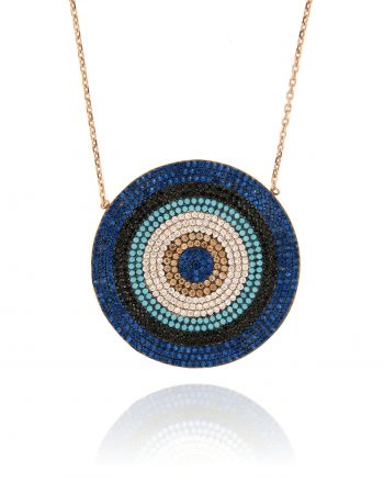 Sterling Silver Multicolor CZ Disc Necklace
