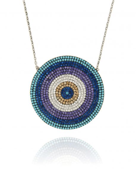 Flat CZ Round Disc Necklace