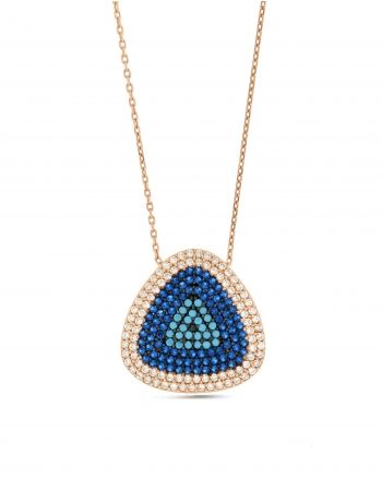 Sterling Silver Turquoise CZ Triangle Necklace