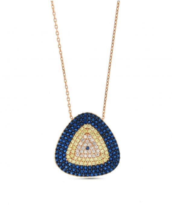 Sterling Silver Blue Triangle CZ Necklace