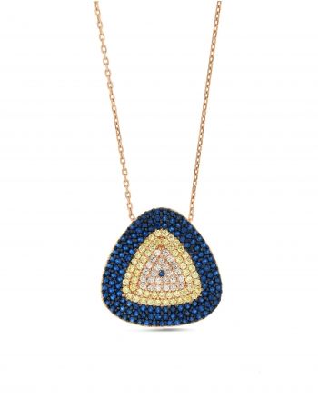 Sterling Silver Blue Triangle CZ Necklace
