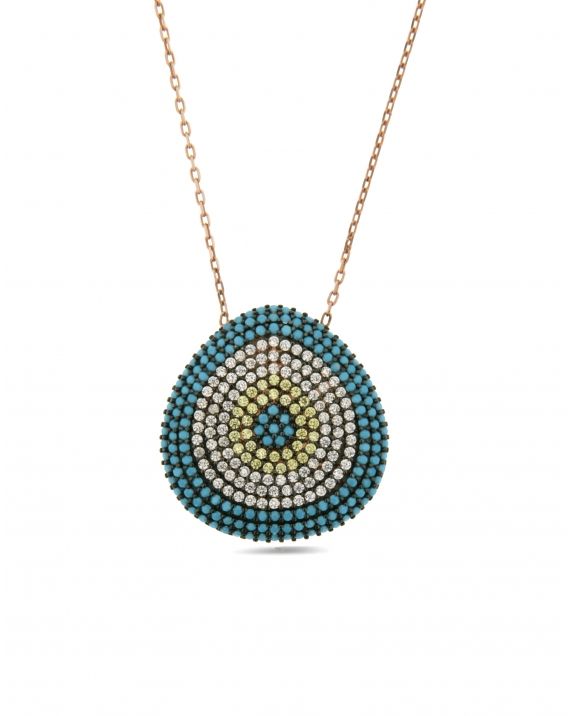 Sterling Silver Turquoise Geometric Necklace