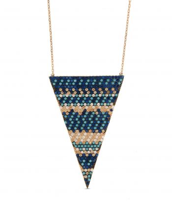 Sterling Silver Flat Multicolor Triangle Necklace