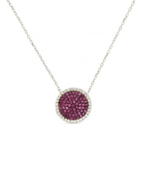 White Pave Disc Necklace