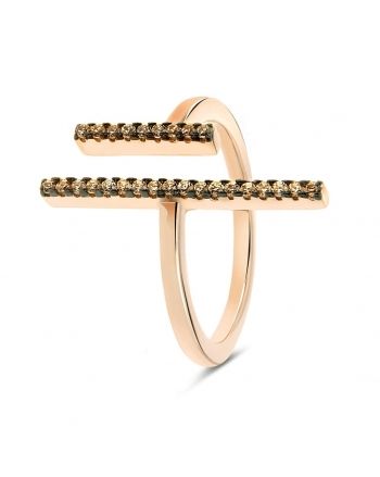 Sterling Silver Rose Double Bar Ring
