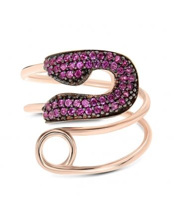 Sterling Silver Rose Safety Pin Ring