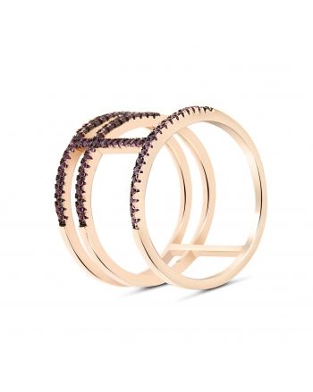Sterling Silver Three Bar CZ Rose Ring