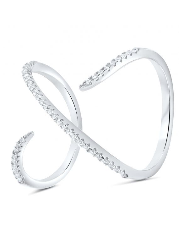 Sterling Silver Open X Ring