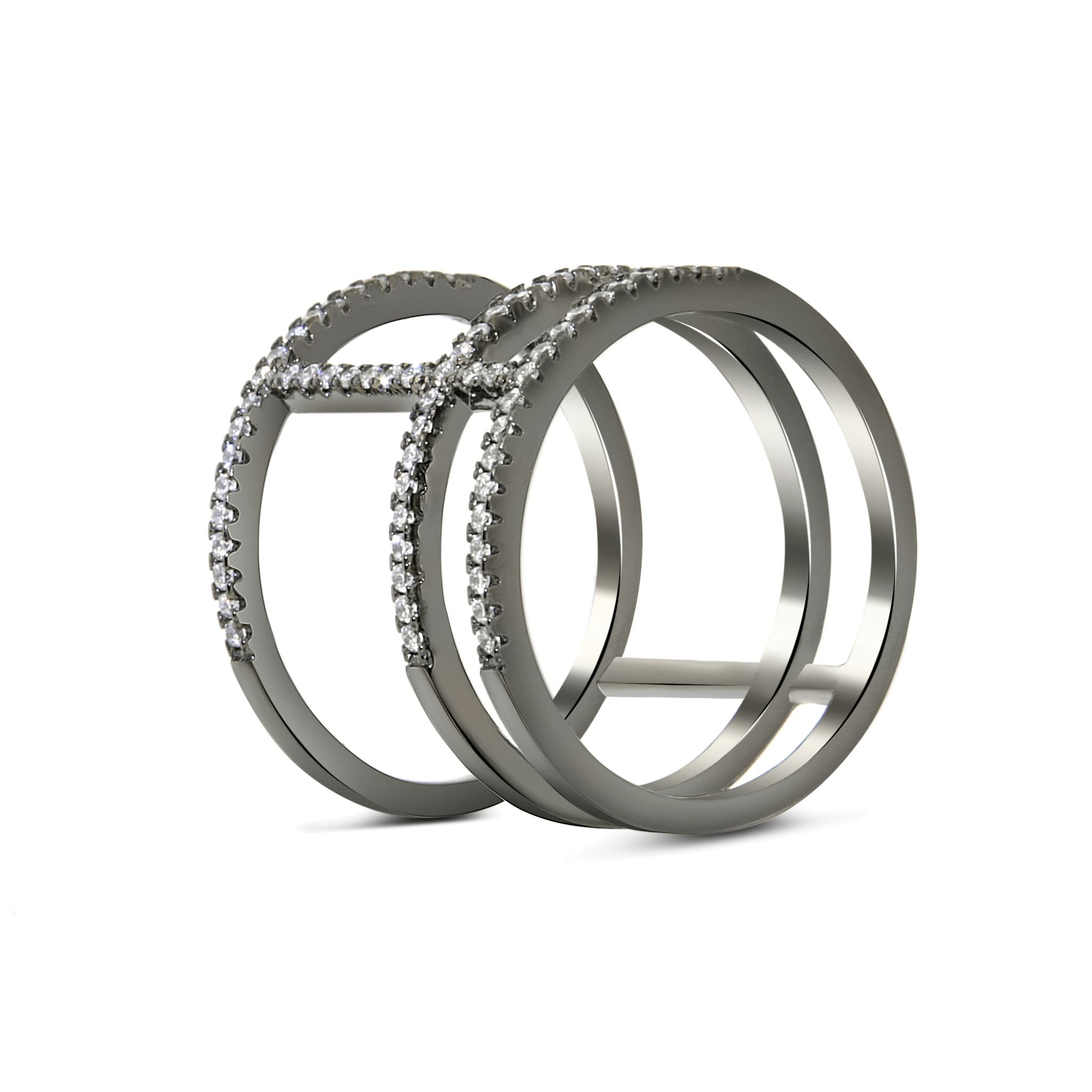 Sterling Silver & Clear CZ Crystal Long Bar Ring – Size I To U, 925 Silver