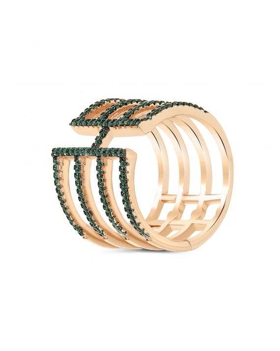 Sterling Silver Four Bar Rose Ring
