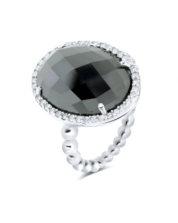 Sterling Silver Green Beaded Ring