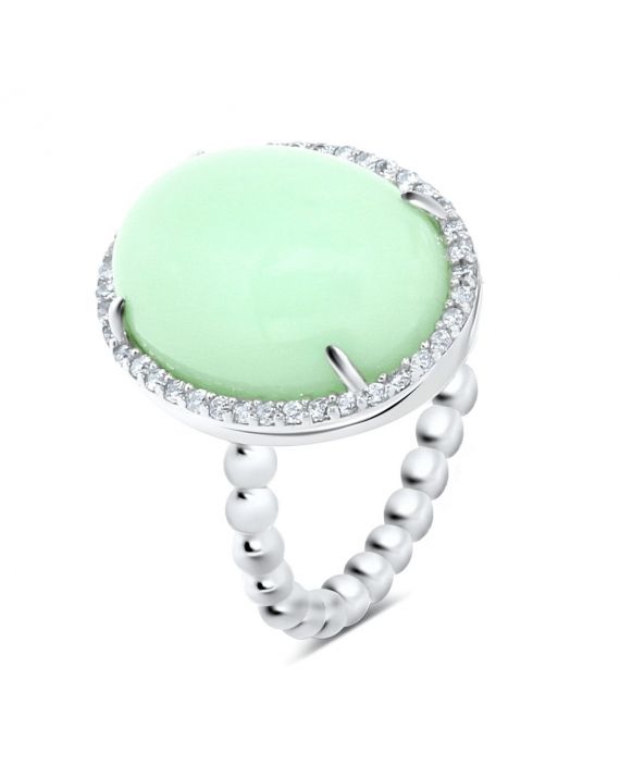 Sterling Silver Quartz Beaded Ring