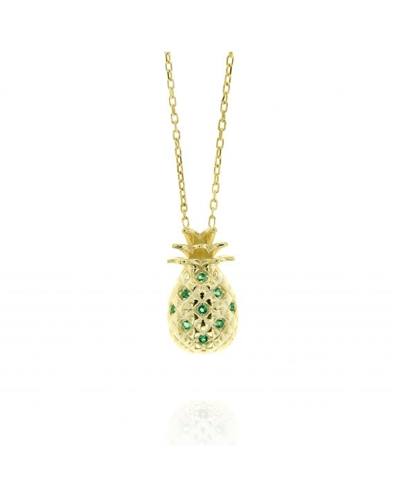 Sterling Silver Pineapple Emerald Necklace