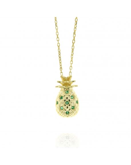 Sterling Silver Pineapple Emerald Necklace