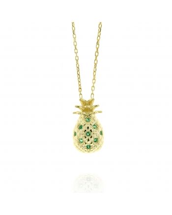 Sterling Silver Pineapple Emerald Necklace
