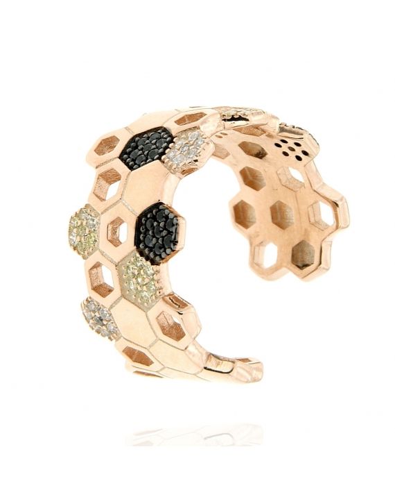 Sterling Silver Honeycomb Bee Ring