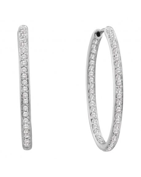 Diamond In-Out Hoop Earrings in 14k White Gold (.50ct)