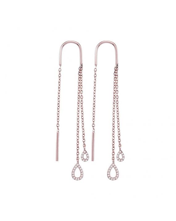Double Teardrop Threader Earrings in Rose Gold (.17ct)