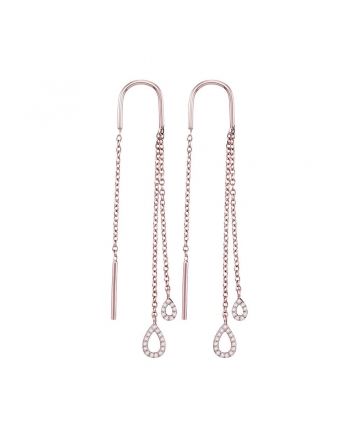Double Teardrop Threader Earrings in Rose Gold (.17ct)