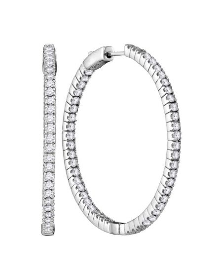 Diamond In-Out Hoop Earrings in 14k White Gold  (2.88ct)